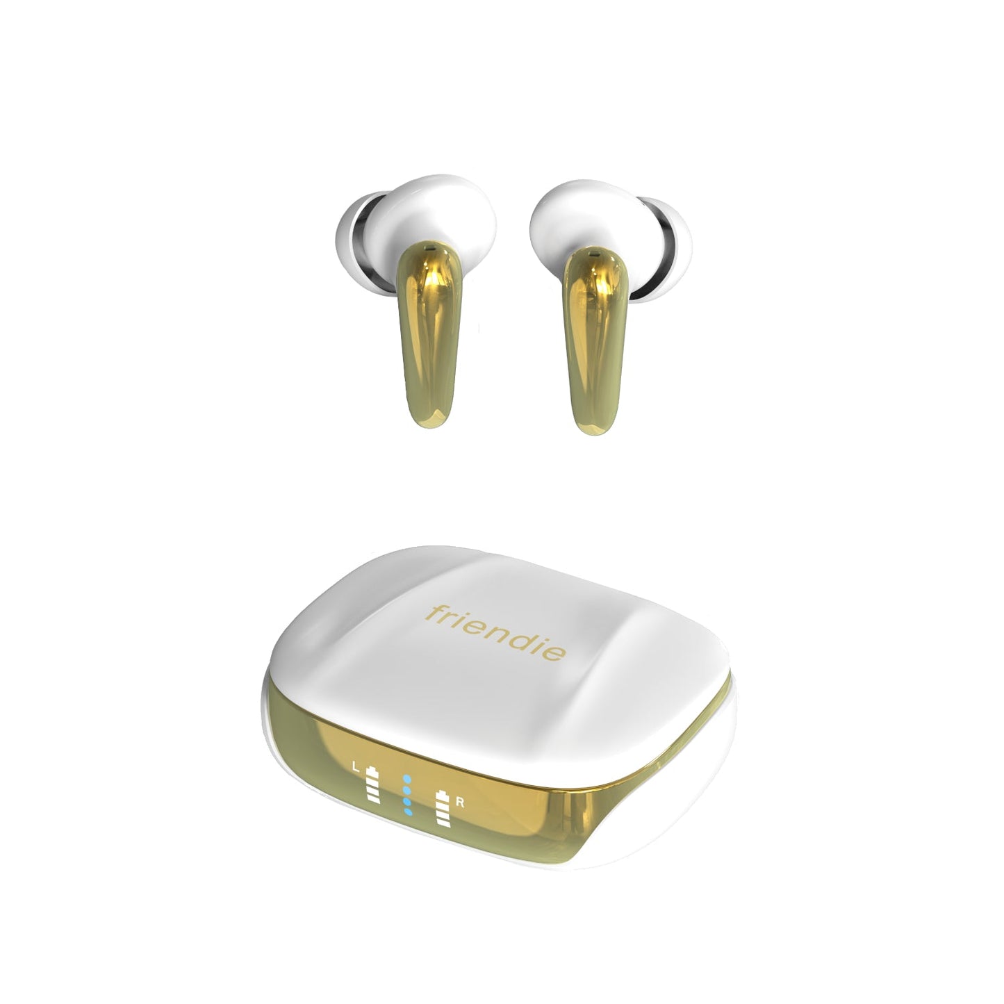 White and Gold Active Noise Cancelling Earbuds
