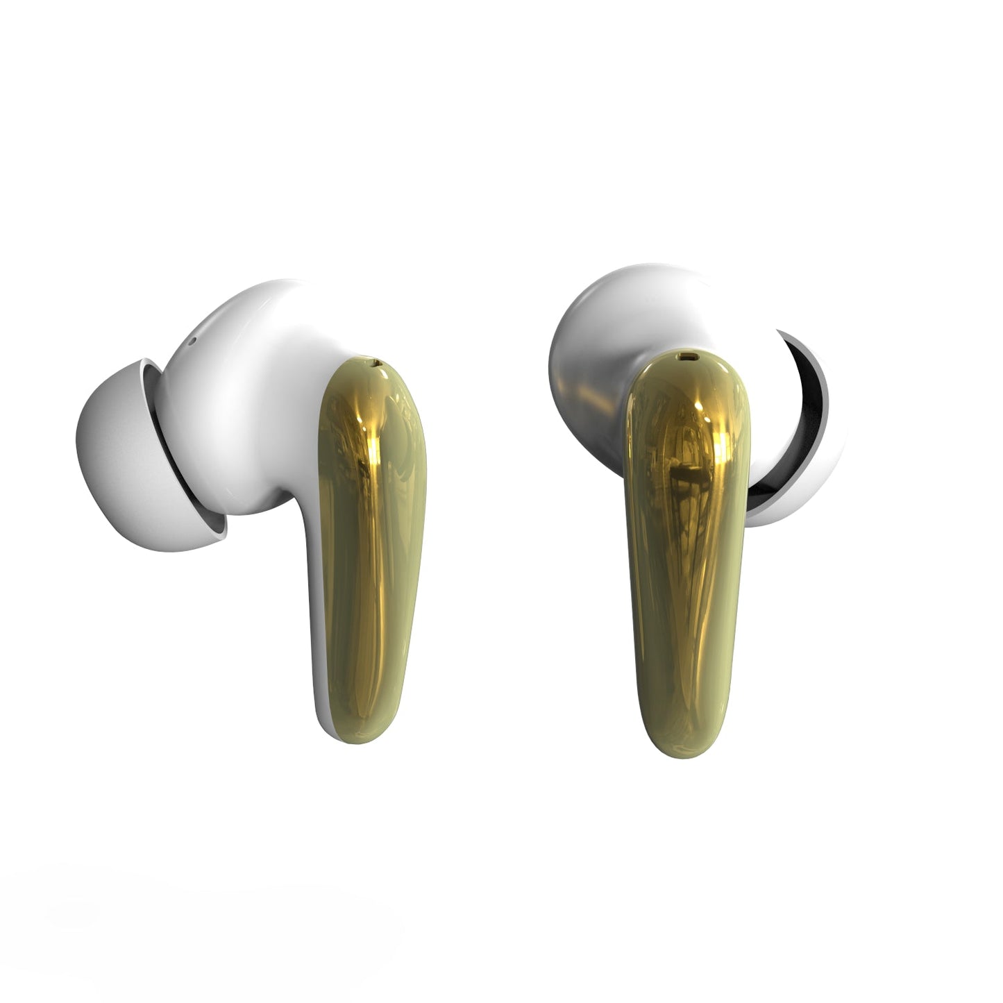 White and Gold Active Noise Cancelling Earbuds