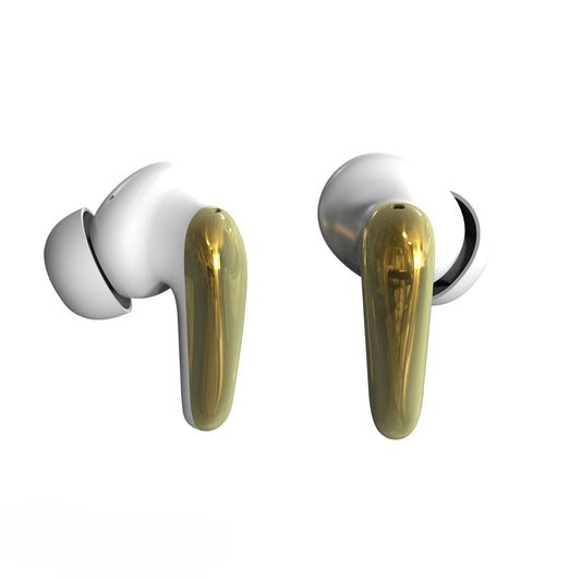 White and Gold Active Noise Cancelling Earbuds