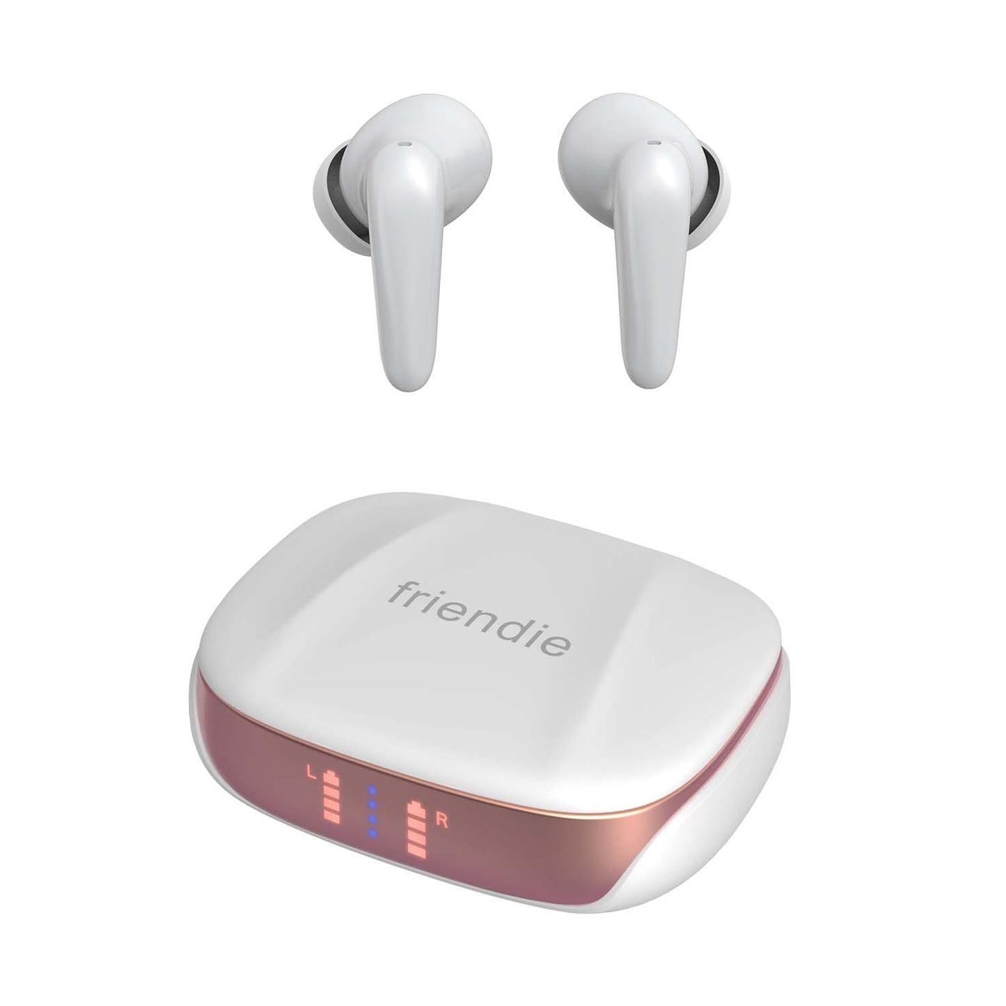 White and Rose Gold Active Noise Cancelling Earbuds